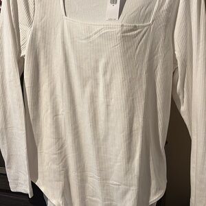 Old navy  White Ribbed Long Sleeve Body Suit